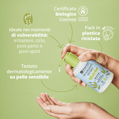 Detergente intimo Protettivo Tè verde Bio & Ialuronico - Idratante e Lenitivo pH 3.5