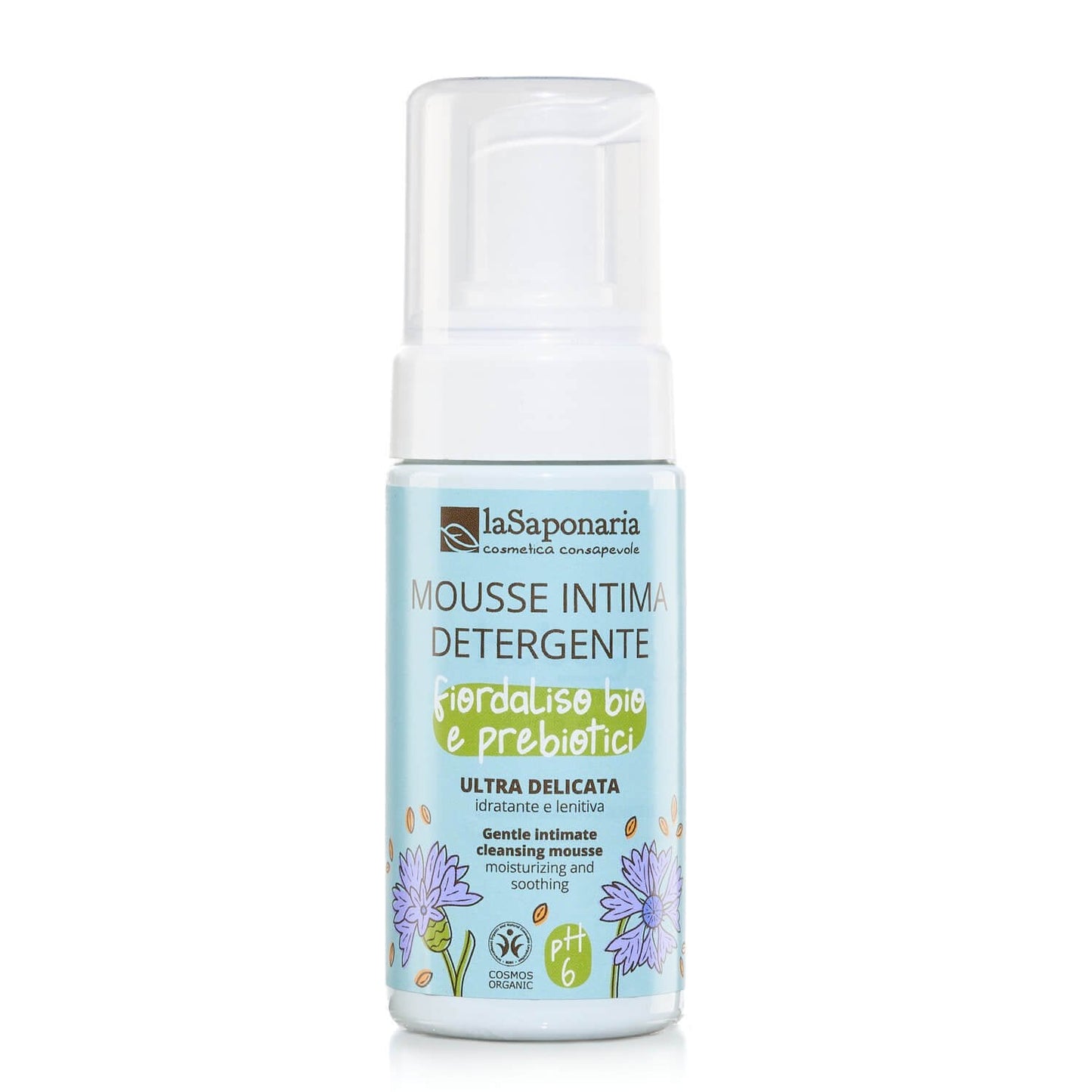 Mousse intima detergente fiordaliso bio e prebiotici ultra delicata PH6