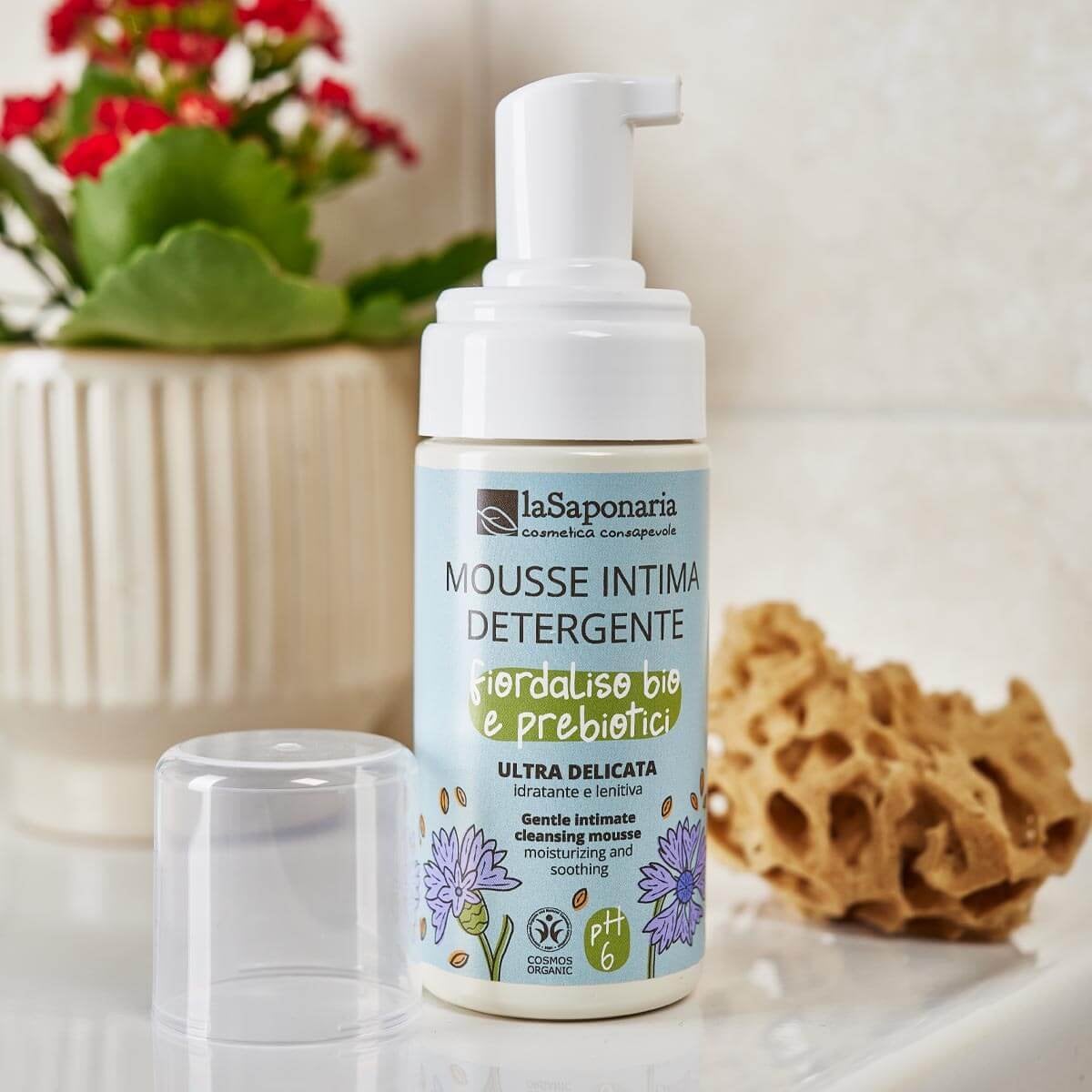 Mousse intima detergente fiordaliso bio e prebiotici ultra delicata PH6