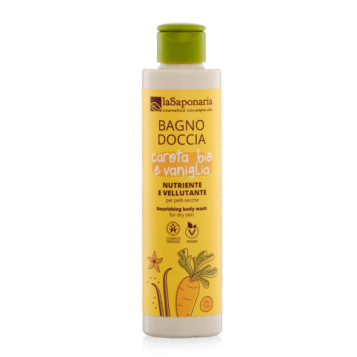 Bagnodoccia Nutriente e Vellutante Carota Bio e Vaniglia per Pelli Secche