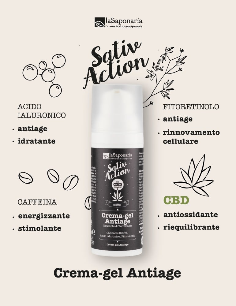 Crema-Gel viso uomo Antiage - Tonificante e Idratante Bio