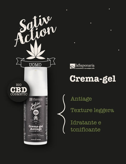 Crema-Gel viso uomo Antiage - Tonificante e Idratante Bio