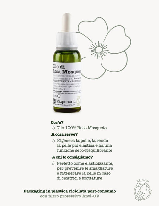 Olio di Rosa Mosqueta Puro 100% Spremuto a Freddo Viso Corpo Elasticizzante