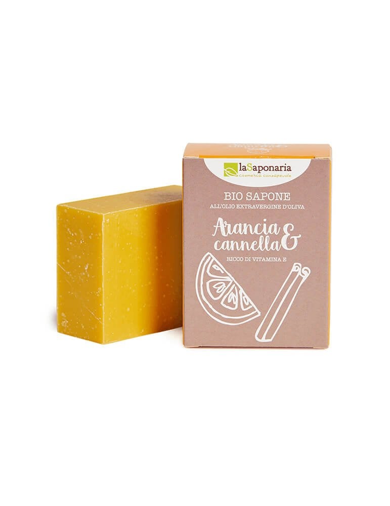 Sapone Arancia Bio e Cannella Ricco di vitamina E - per Pelli Spente e in cerca di Energia
