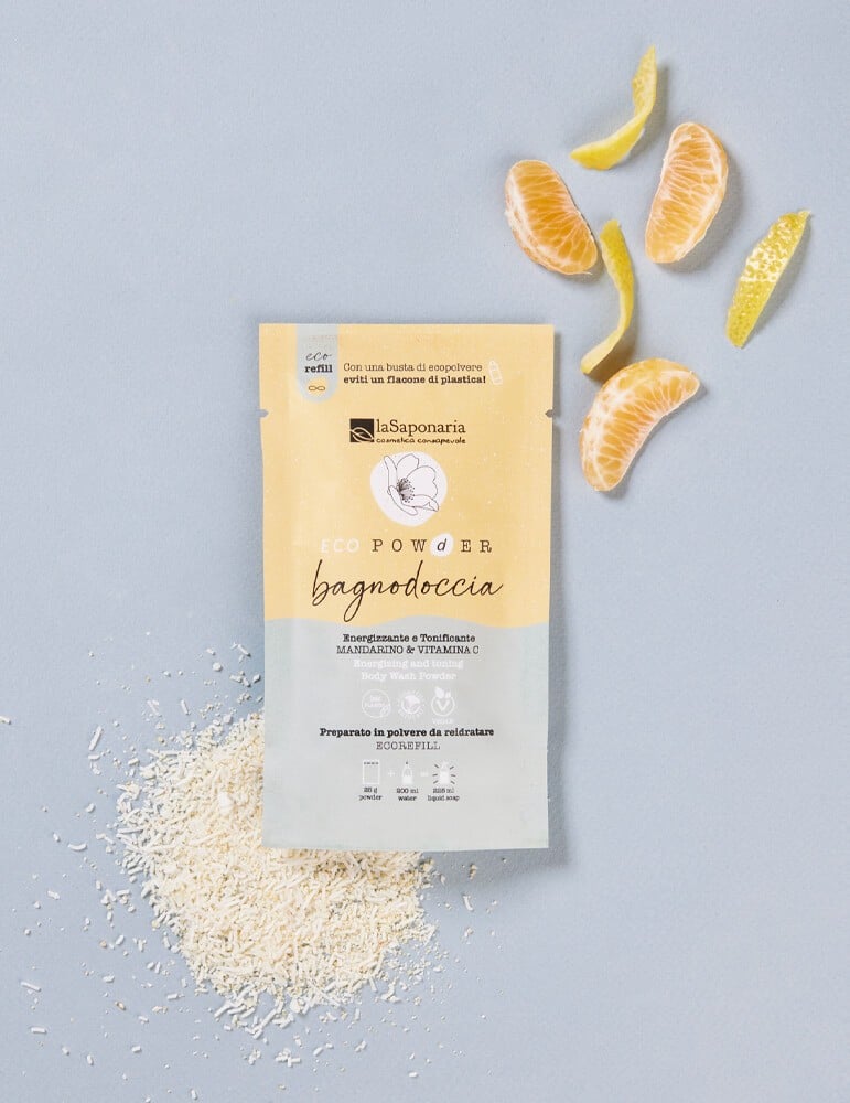 Bagnodoccia in polvere Mandarino e Vitamica C Eco Powder Energizzante e Tonificante