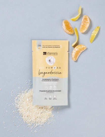 Bagnodoccia in polvere Mandarino e Vitamica C Eco Powder Energizzante e Tonificante