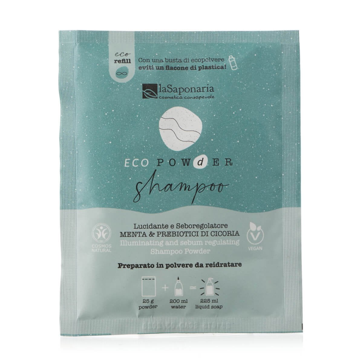 Shampoo in Polvere Tea Tree e Prebiotici di cicoria Eco Powder Lucidante e Seboregolatore