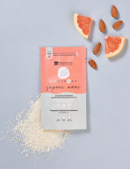 Sapone Mani In Polvere Pompelmo E Mandorle Bio Eco Powder Addolcente e Nutriente