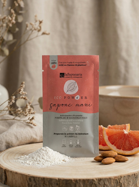 Sapone mani in polvere addolcente - Pompelmo e mandorle by La Saponaria — hero product photo