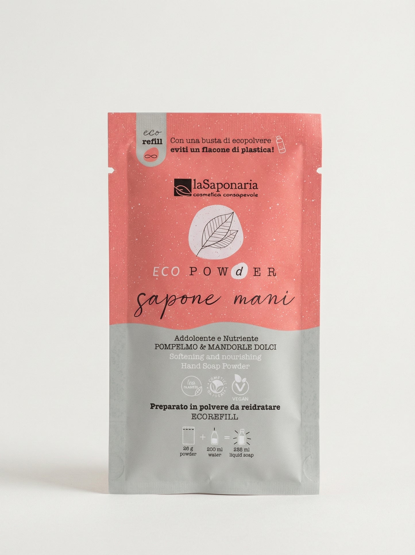 Sapone mani in polvere addolcente - Pompelmo e mandorle by La Saponaria — product photo on white background