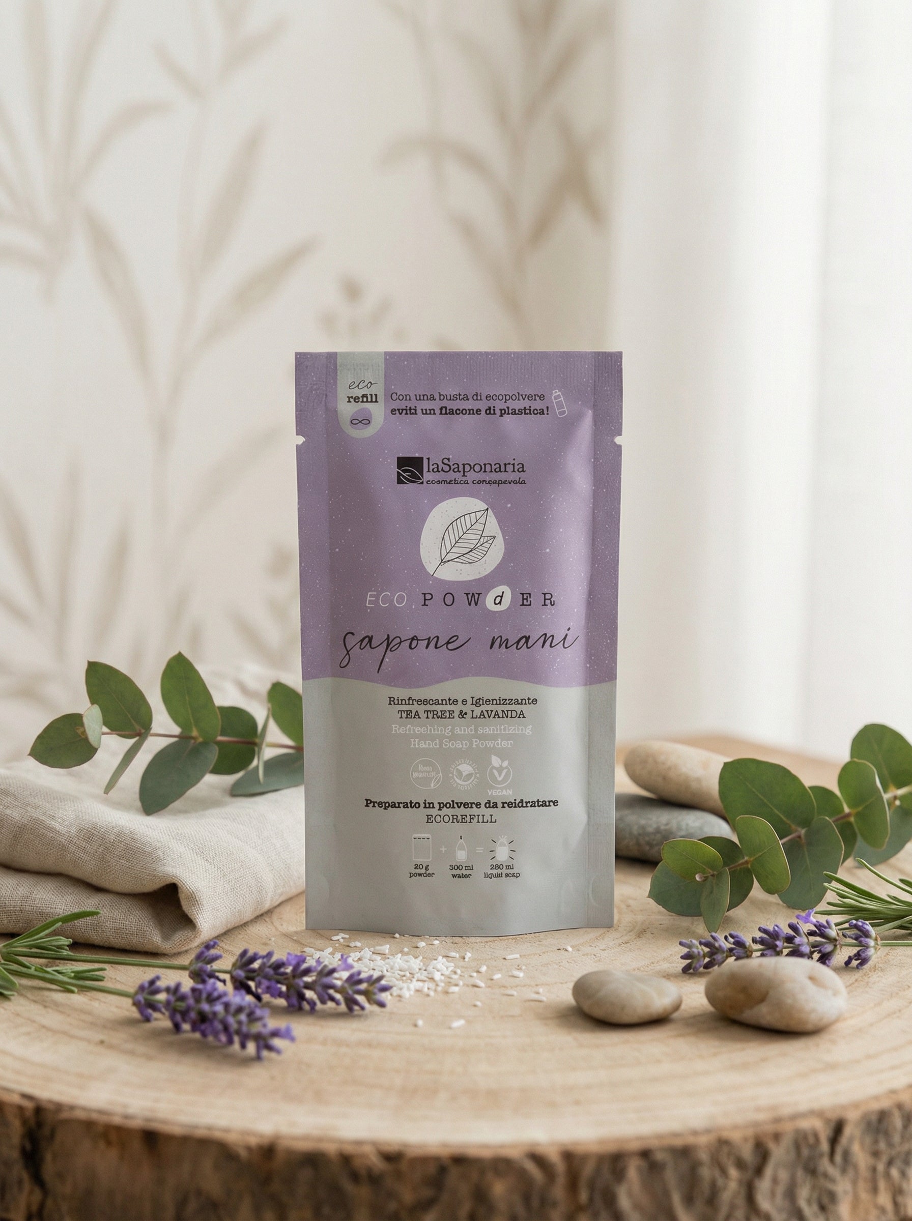 Sapone mani in polvere igienizzante - Eucalipto e Lavanda by La Saponaria — hero product photo