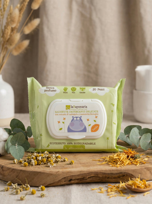 Salviette detergenti delicate per bambini by La Saponaria — hero product photo