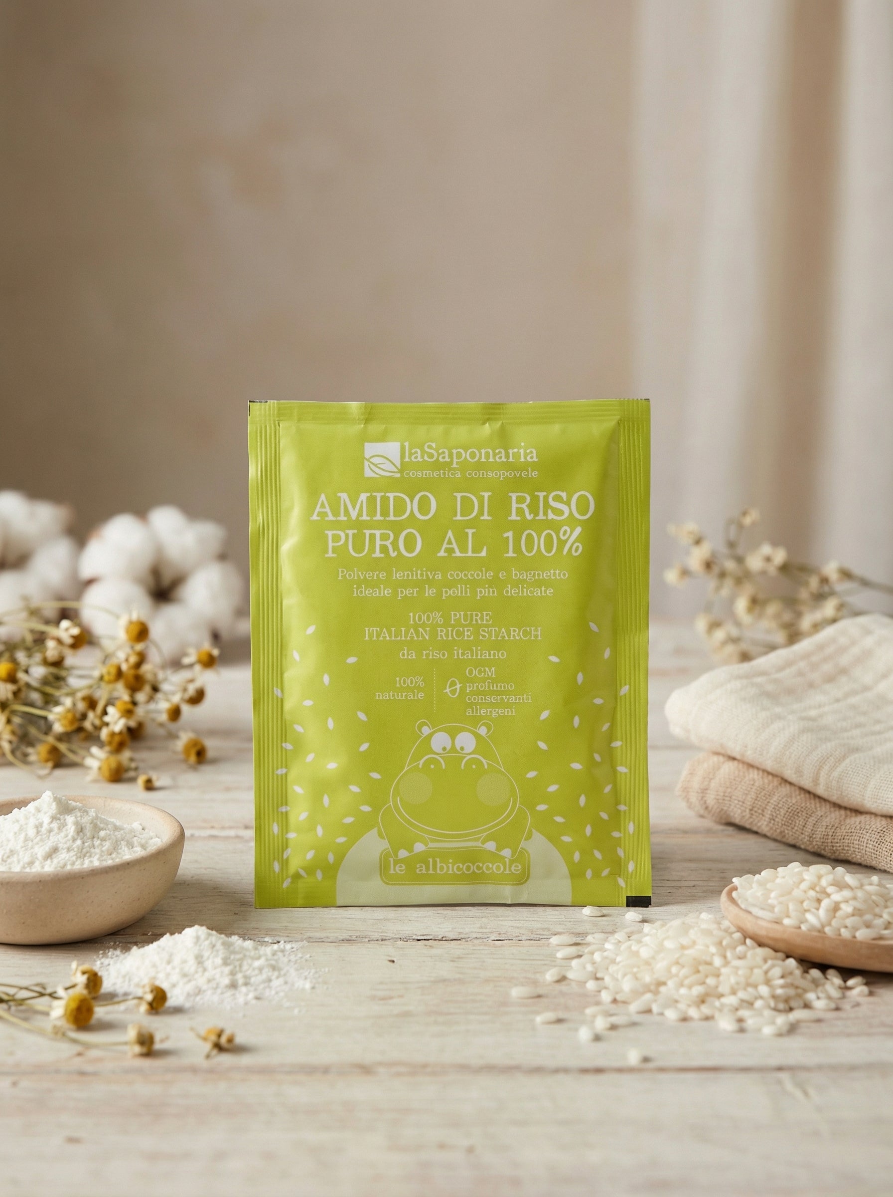 Amido di riso puro al 100% ad azione lenitiva, addolcente e rinfrescante by La Saponaria — hero product photo