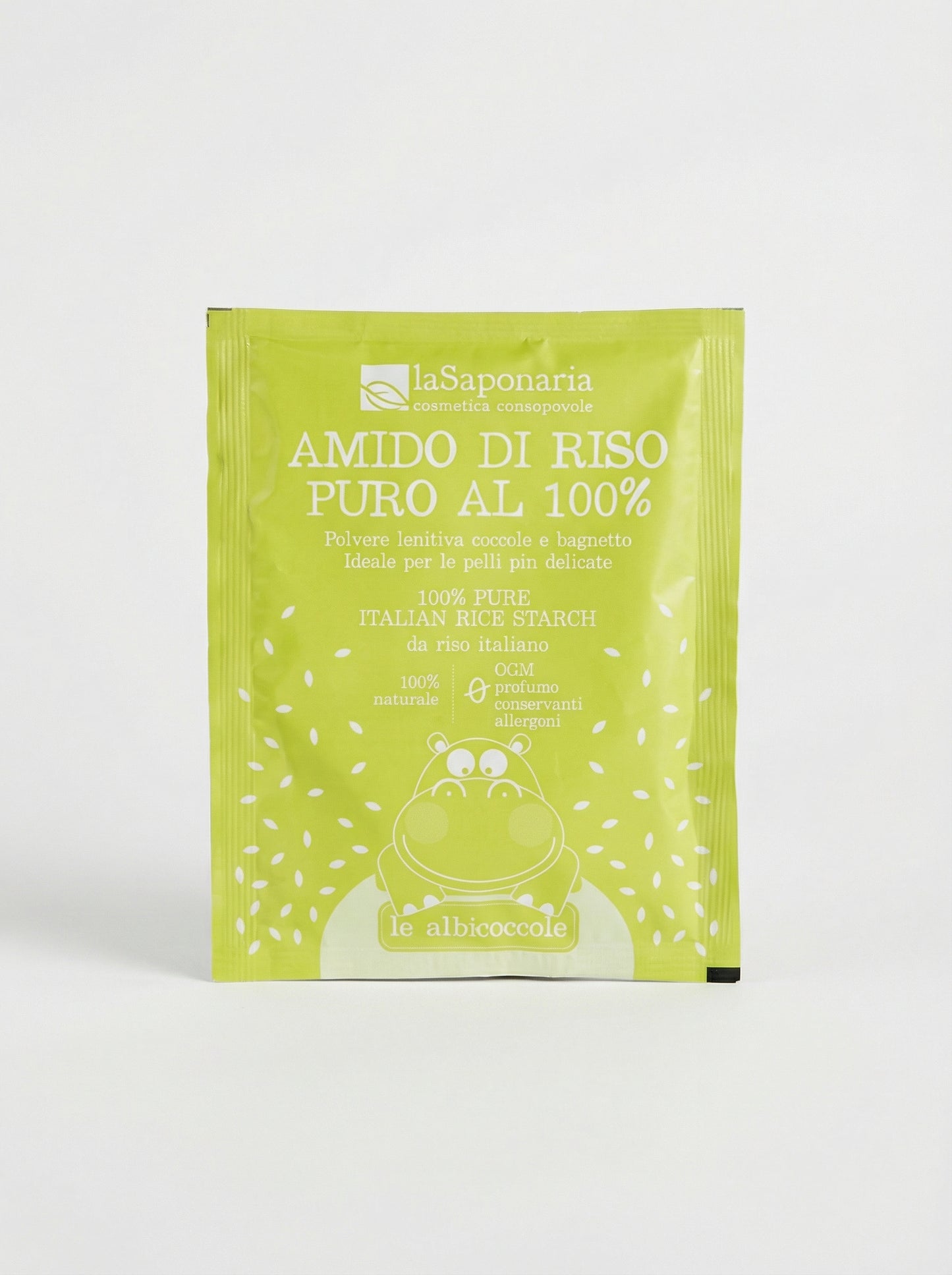 Amido di riso puro al 100% ad azione lenitiva, addolcente e rinfrescante by La Saponaria — product photo on white background