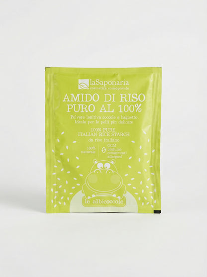 Amido di riso puro al 100% ad azione lenitiva, addolcente e rinfrescante by La Saponaria — product photo on white background